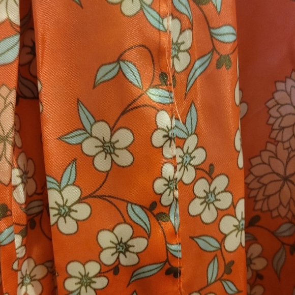 Adonna Pink Floral Silky Belted Robe Size L - Picture 3 of 4